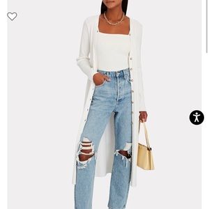 Intermix White Ribbed Cardigan / Dress